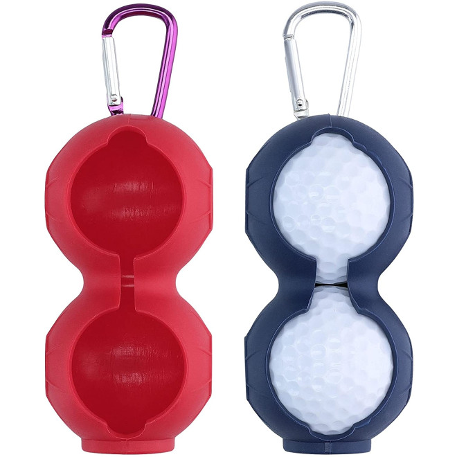 KW Golf Balls Case - Θήκη Σιλικόνης για Μπάλες Γκολφ με Κλιπ - 2 Τεμάχια - Red / Blue