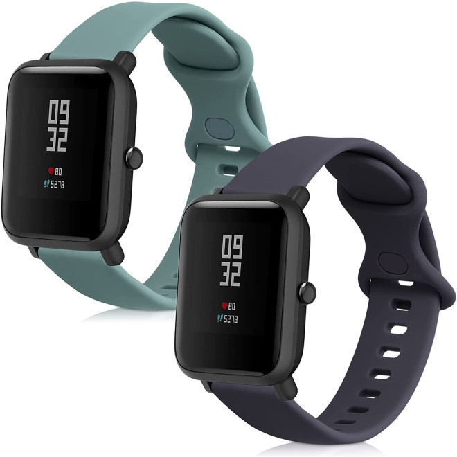 KW Λουράκι Σιλικόνης (20mm) Huami Amazfit Bip / Bip Lite - 2 Τεμάχια - Dark Blue / Pastel Green