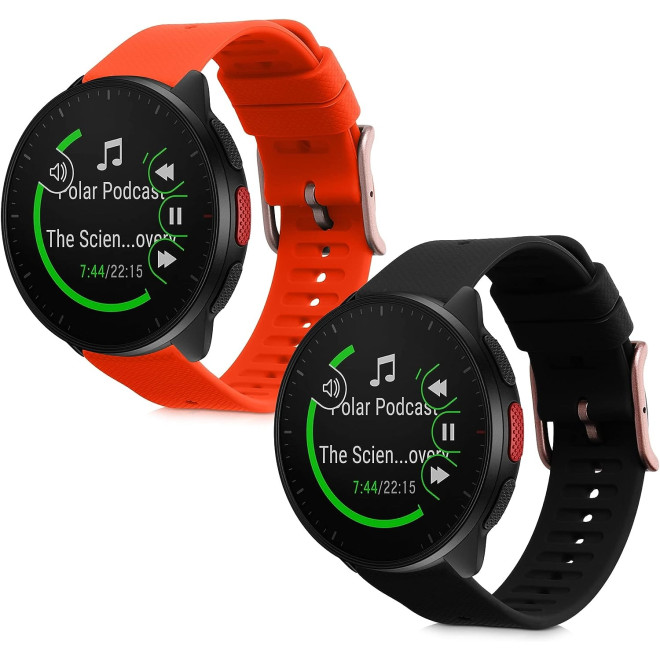 KW Λουράκι Σιλικόνης (20mm) Polar Ignite 2 / Unite / Pacer - 2 Τεμάχια - Black / Orange