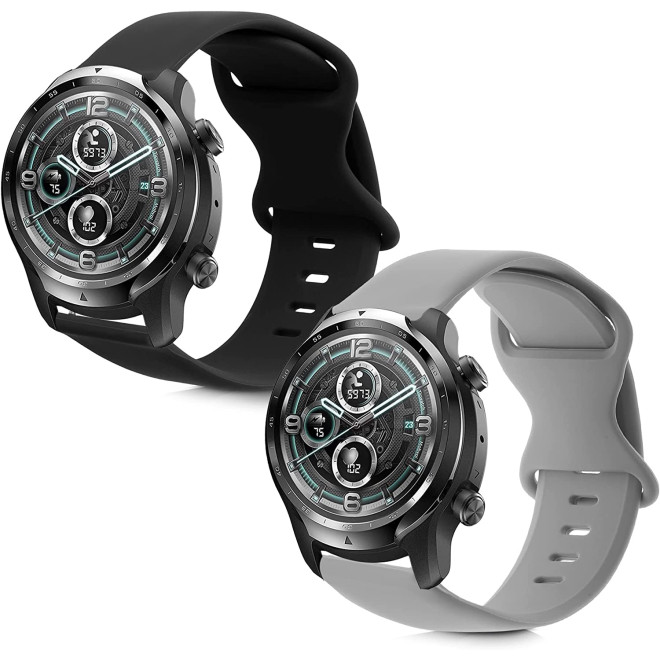KW Λουράκι Σιλικόνης (22mm) Ticwatch Pro 3 / X / Pro 3 lite / Pro 2021 - 2 Τεμάχια - Black / Grey