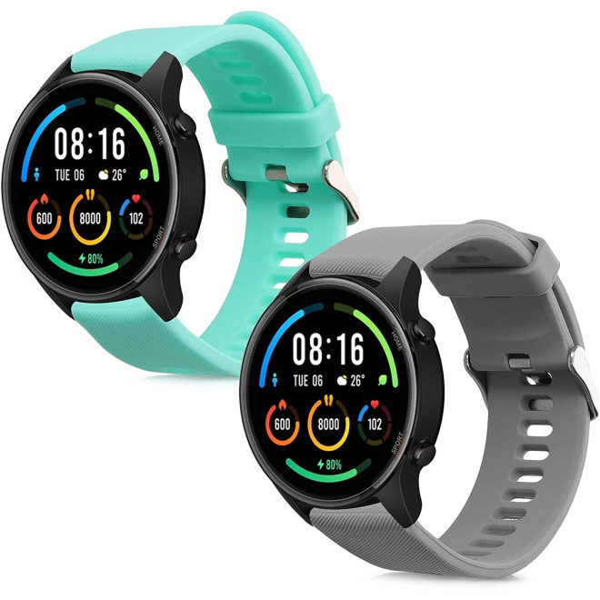 KW Λουράκι Σιλικόνης (22mm) Xiaomi Mi Watch / Mi Watch Color Sport - 2 Τεμάχια - Grey / Mint