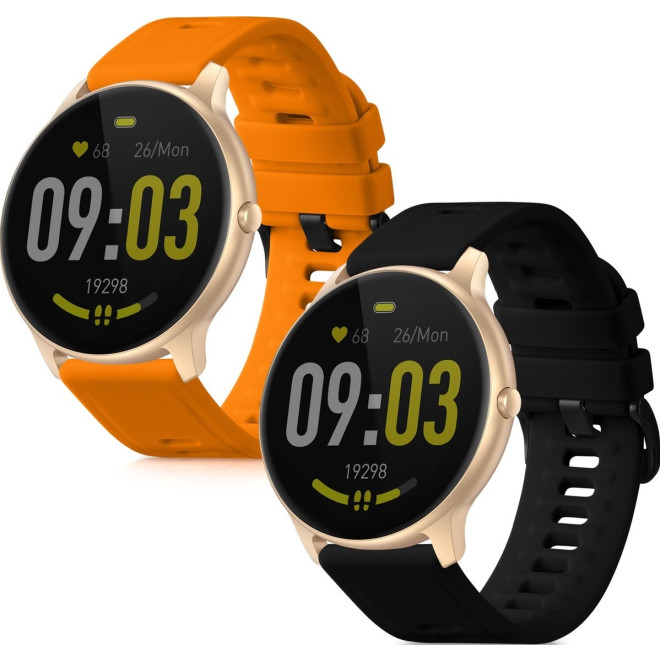 KW Λουράκι Σιλικόνης (22mm) Agptek Lw11 - 2 Τεμάχια - Orange / Black