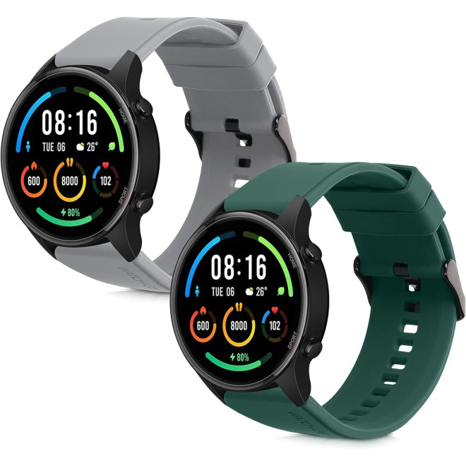 KW Λουράκι Σιλικόνης (22mm) Xiaomi Mi Watch Color Sport / S1 Active - 2 Τεμάχια - Grey / Dark Green