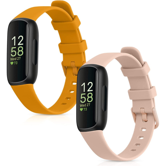 KW Λουράκι Σιλικόνης Fitbit Inspire 3 - 2 Τεμάχια - Dusty Pink / Honey Yellow