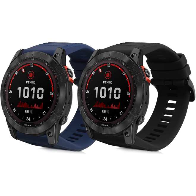 KW Λουράκι Σιλικόνης Garmin Fenix 8 / 7X / 6X Pro / 6X GPS / 5X GPS / 5X Plus - 2 Τεμάχια - Black / Dark Blue 