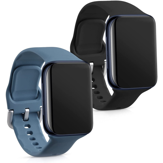 KW Λουράκι Σιλικόνης Oppo Watch 46mm - 2 Τεμάχια - Black / Blue Grey