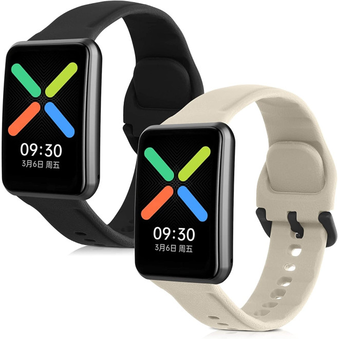 KW Λουράκι Σιλικόνης Oppo Watch Free - 2 Τεμάχια - Black / Beige