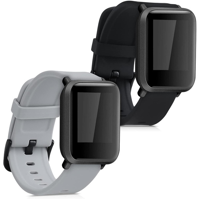 KW Λουράκι Σιλικόνης (20mm) Huami Amazfit Bip S / Bip S Lite - 2 Τεμάχια - Black / Grey