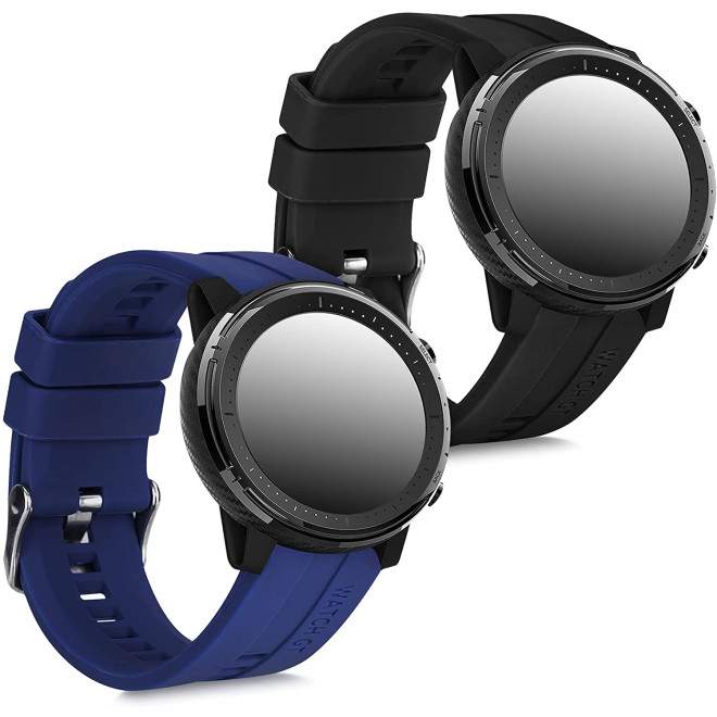 KW Λουράκι Σιλικόνης (22mm) Huami Amazfit Stratos 3 - 2 Τεμάχια - Black / Dark Blue