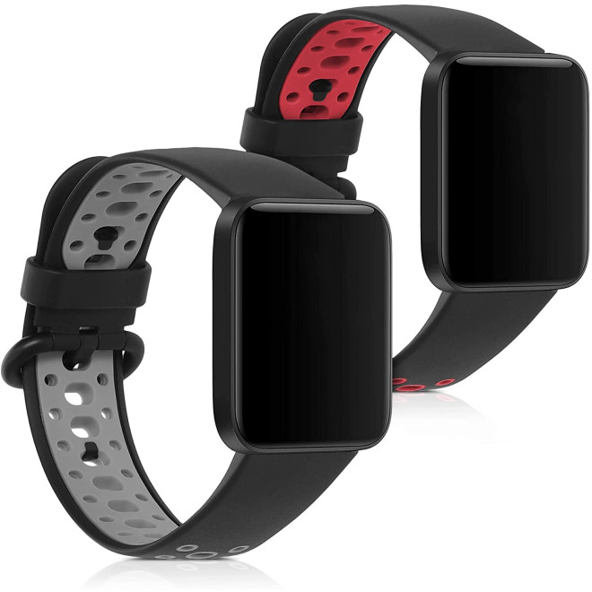 KW Λουράκι Σιλικόνης Xiaomi Redmi Watch 2 / Redmi Watch 2 Lite - 2 Τεμάχια - Black / Grey / Black / Red