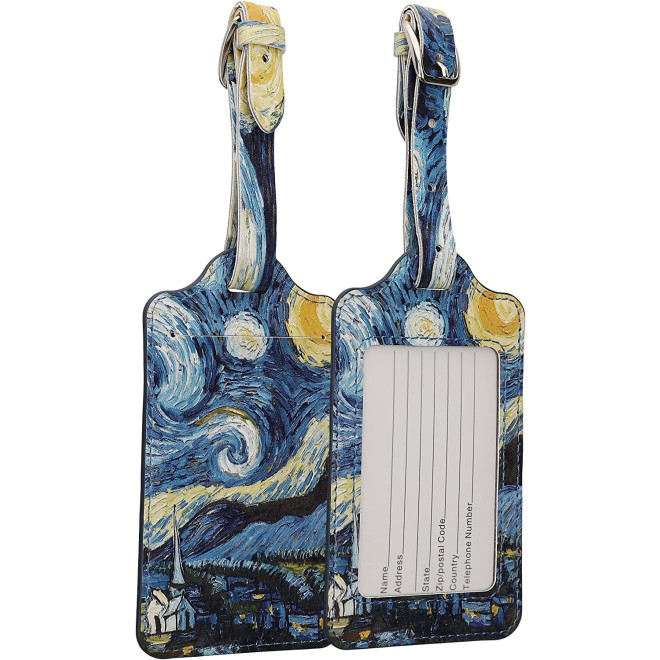KW Luggage Name Tag - Ετικέτα Αποσκευών Ταξιδιού / Βαλίτσας / Τσάντας - Starry Night - 2 Τεμάχια