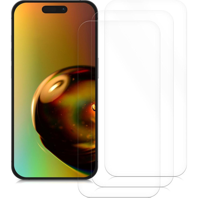 KWmobile Crystal Clear Screen Protector - Μεμβράνη Προστασίας Οθόνης - Apple iPhone 15 - 3 Τεμάχια - Transparent