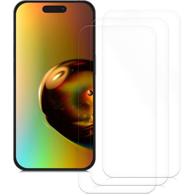 KWmobile Crystal Clear Screen Protector - Μεμβράνη Προστασίας Οθόνης - Apple iPhone 15 Pro - 3 Τεμάχια - Transparent 