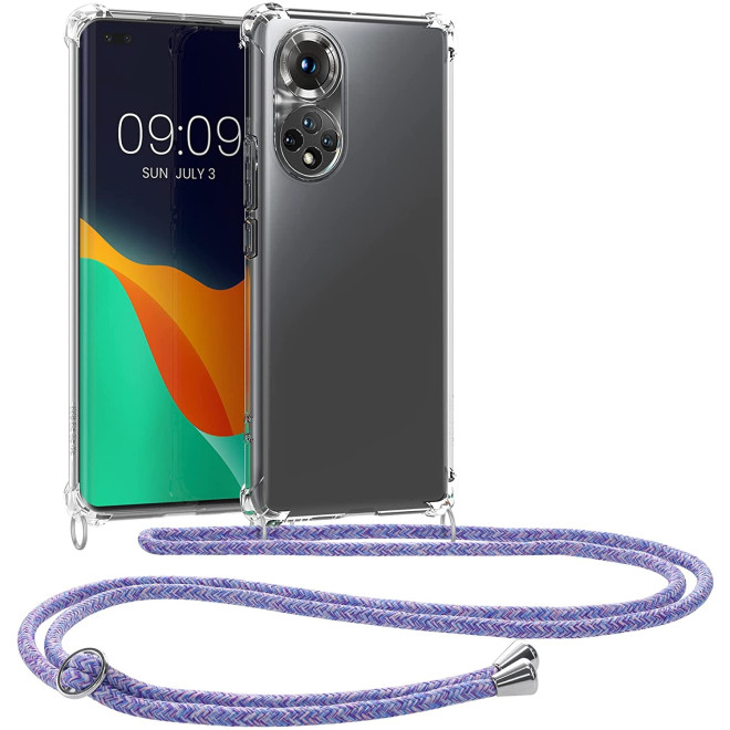 KWmobile Διάφανη Θήκη Σιλικόνης με Λουράκι Λαιμού - Honor 50 - Transparent / Lavender