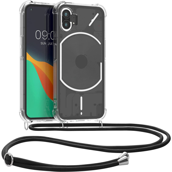 KWmobile Διάφανη Θήκη Σιλικόνης με Λουράκι Λαιμού - Nothing Phone 1 - Transparent / Black