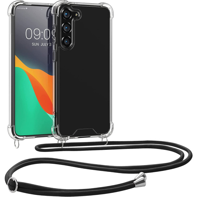 KWmobile Διάφανη Θήκη Σιλικόνης με Λουράκι Λαιμού - Samsung Galaxy S23 Plus - Transparent / Black