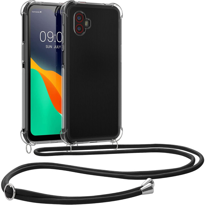 KWmobile Διάφανη Θήκη Σιλικόνης με Λουράκι Λαιμού - Samsung Galaxy Xcover 6 Pro - Transparent / Black