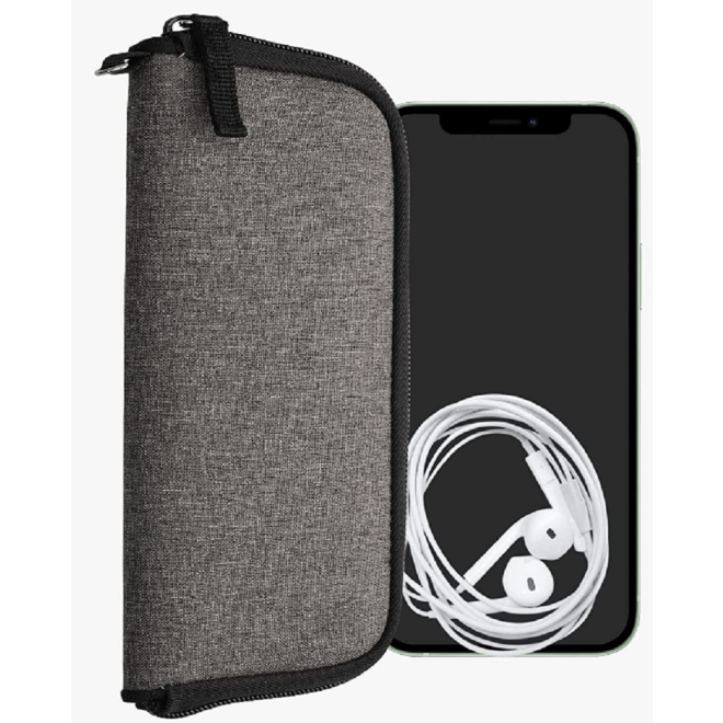 KWmobile Fabric Full Zipper Pouch - Universal Θήκη από Ύφασμα με Φερμουάρ για Smartphone / Κινητά έως 6.8" - Dark Grey 