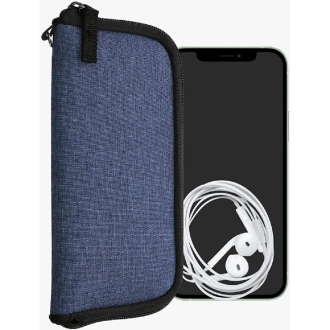 KWmobile Fabric Full Zipper Pouch - Universal Θήκη από Ύφασμα με Φερμουάρ για Smartphone / Κινητά έως 7" - Dark Blue