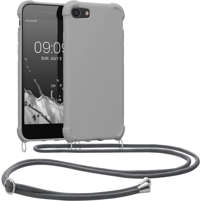 KWmobile Matte Θήκη Σιλικόνης με Λουράκι Λαιμού Apple iPhone SE 2022 / 2020 / 8 / 7 - Taupe