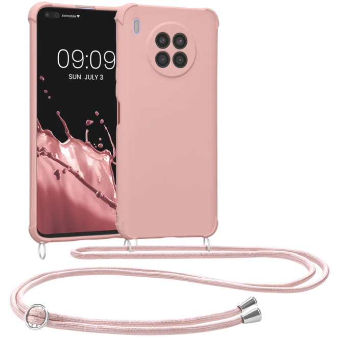 KWmobile Matte Θήκη Σιλικόνης με Λουράκι Λαιμού Huawei Nova 8i - Mother Of Pearl 