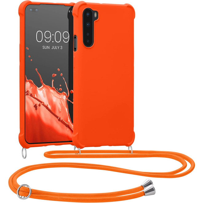 KWmobile Matte Θήκη Σιλικόνης με Λουράκι Λαιμού OnePlus Nord - Fruity Orange