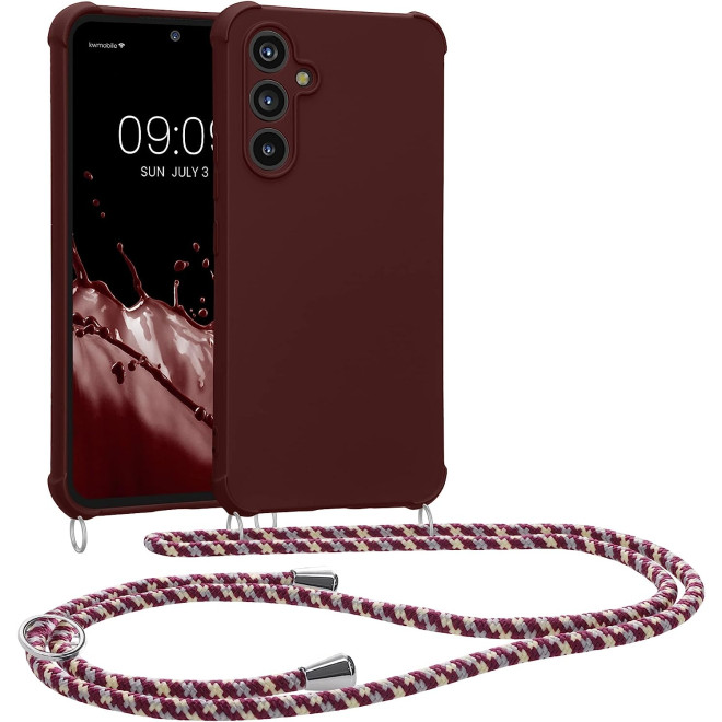 KWmobile Matte Θήκη Σιλικόνης με Λουράκι Λαιμού Samsung Galaxy A54 - Bordeaux Violet