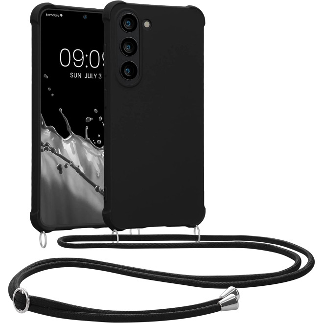KWmobile Matte Θήκη Σιλικόνης με Λουράκι Λαιμού Samsung Galaxy S23 - Black