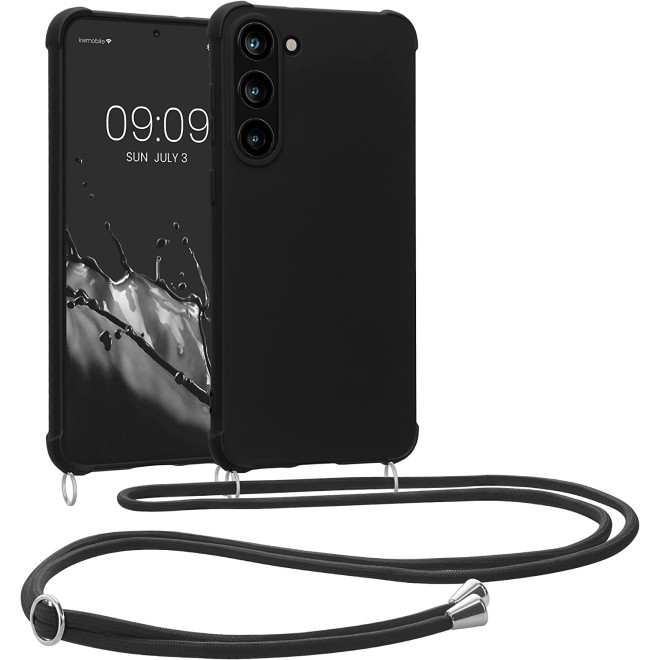 KWmobile Matte Θήκη Σιλικόνης με Λουράκι Λαιμού Samsung Galaxy S23 Plus - Black