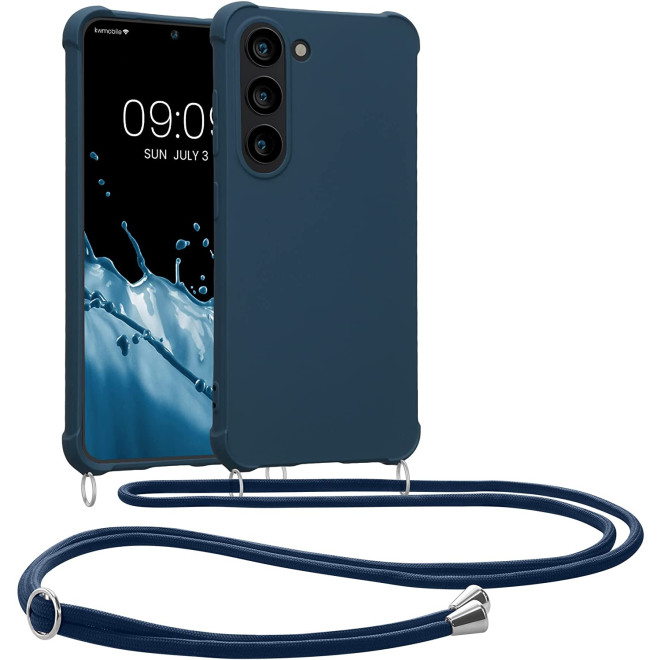 KWmobile Matte Θήκη Σιλικόνης με Λουράκι Λαιμού Samsung Galaxy S23 - Dark Blue