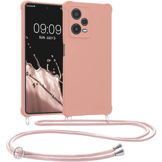 Θήκη Xiaomi Redmi Note 12 Pro 5G KWmobile Matte TPU Necklace Case Σιλικόνης με Λουράκι Λαιμού Mother Of Pearl 