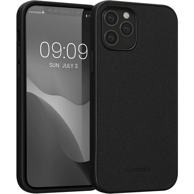 KWmobile PU Leather Hard Case - Σκληρή Θήκη με TPU Bumper - Apple iPhone 12 / 12 Pro - Jeans Anthracite