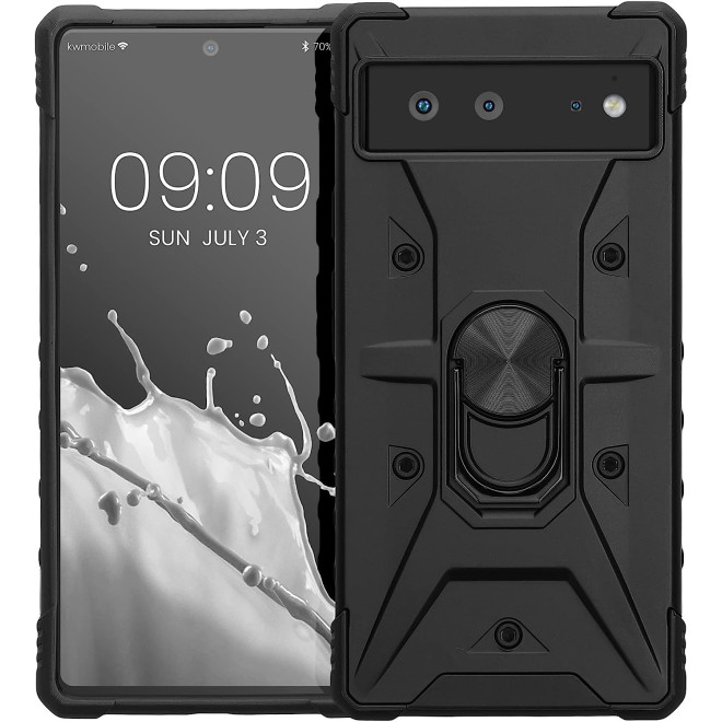 KWmobile Shockproof Hybrid - Σκληρή Θήκη με TPU & Finger Holder - Google Pixel 6 - Black