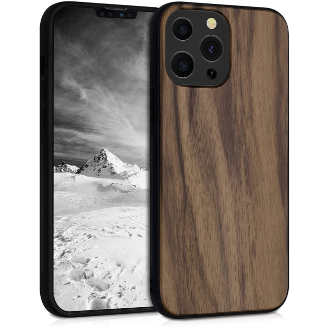 KWmobile Σκληρή Ξύλινη Θήκη με TPU Bumper - Apple iPhone 13 Pro Max - Walnut / Dark Brown