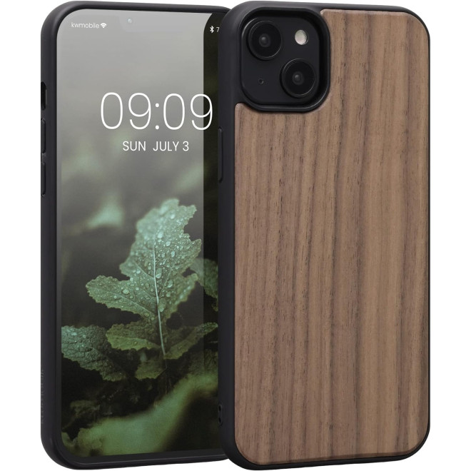 KWmobile Σκληρή Ξύλινη Θήκη με TPU Bumper - Apple iPhone 14 Plus - Walnut / Dark Brown