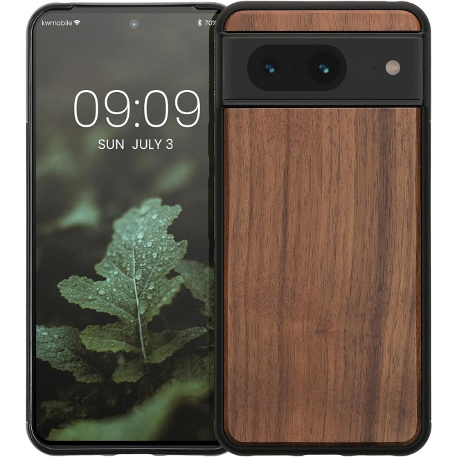KWmobile Σκληρή Ξύλινη Θήκη με TPU Bumper - Google Pixel 8 - Walnut / Dark Brown