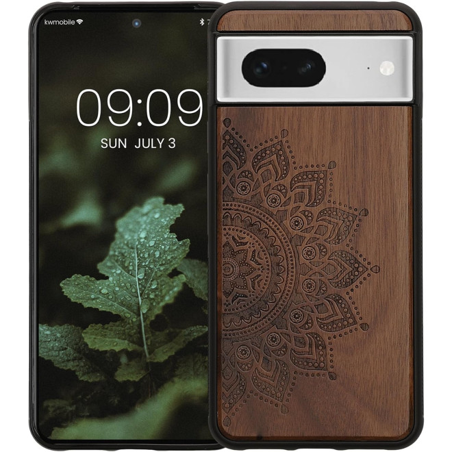 KWmobile Σκληρή Ξύλινη Θήκη με TPU Bumper - Google Pixel 8 - Walnut / Rising Sun