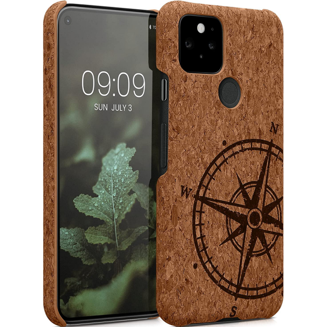 KWmobile Σκληρή Θήκη Google Pixel 5 - Light Brown Cork / Navigational Compass