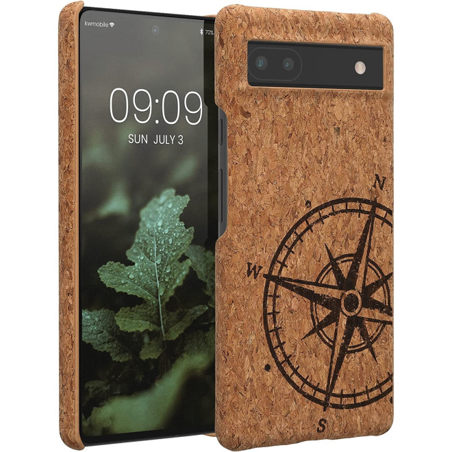 KWmobile Σκληρή Θήκη Google Pixel 6a - Light Brown Cork / Navigational Compass