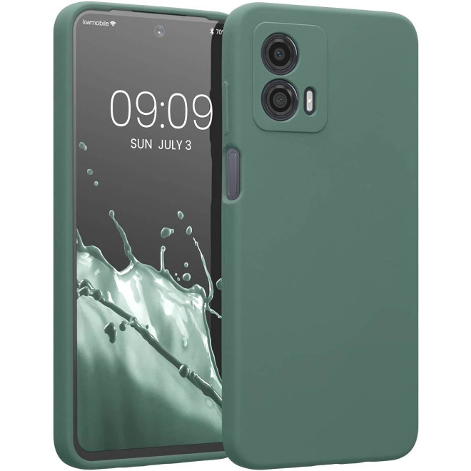 KWmobile Soft Flexible Rubber Cover - Θήκη Σιλικόνης Motorola Moto G53 με Πλαίσιο Κάμερας - Forest Green