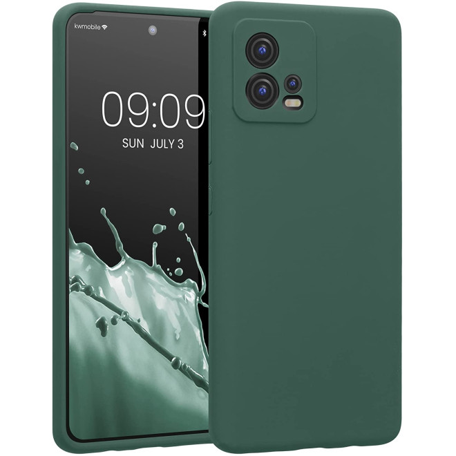 KWmobile Soft Flexible Rubber Cover - Θήκη Σιλικόνης Motorola Moto G72 με Πλαίσιο Κάμερας - Forest Green
