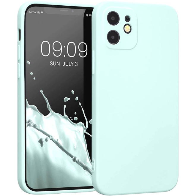 KWmobile Soft Slim Flexible Rubber Cover with Camera Protector - Θήκη Σιλικόνης Apple iPhone 12 με Πλαίσιο Κάμερας - Cool Mint