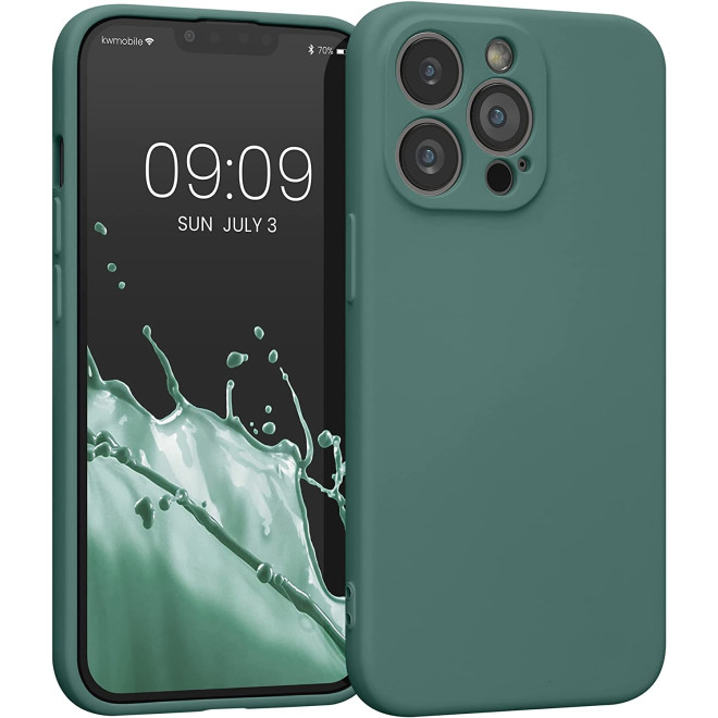KWmobile Soft Slim Flexible Rubber Cover with Camera Protector - Θήκη Σιλικόνης Apple iPhone 13 Pro με Πλαίσιο Κάμερας - Forest Green