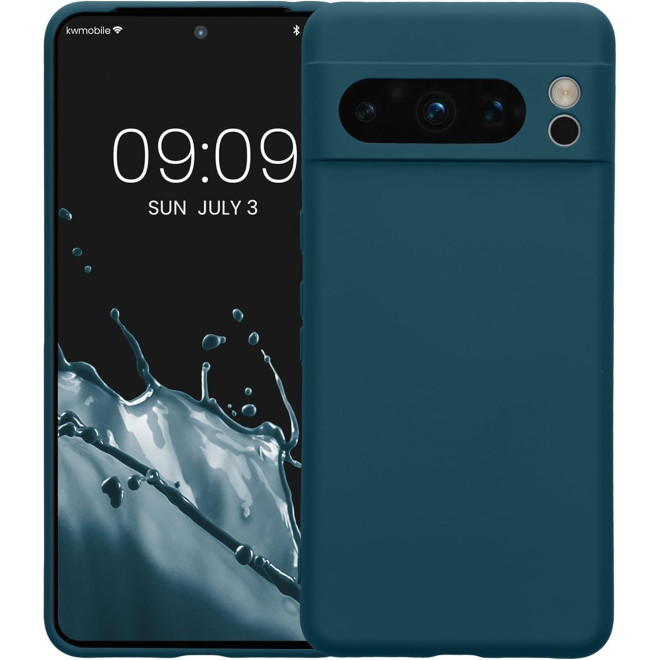 KWmobile Soft Slim Flexible Rubber Cover with Camera Protector - Θήκη Σιλικόνης Google Pixel 8 Pro με Πλαίσιο Κάμερας - Teal Matte