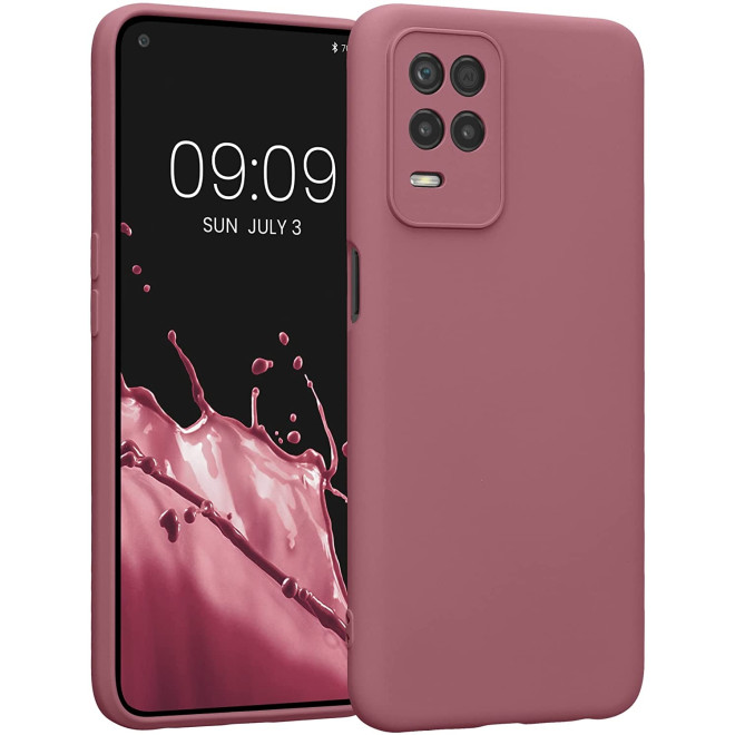 KWmobile Soft Slim Flexible Rubber Cover with Camera Protector - Θήκη Σιλικόνης Realme 8 5G / Narzo 30 5G με Πλαίσιο Κάμερας - Dark Rose