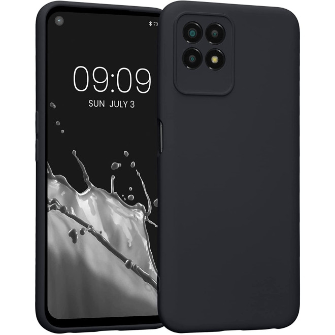 KWmobile Soft Slim Flexible Rubber Cover with Camera Protector - Θήκη Σιλικόνης Realme 8i με Πλαίσιο Κάμερας - Black Matte