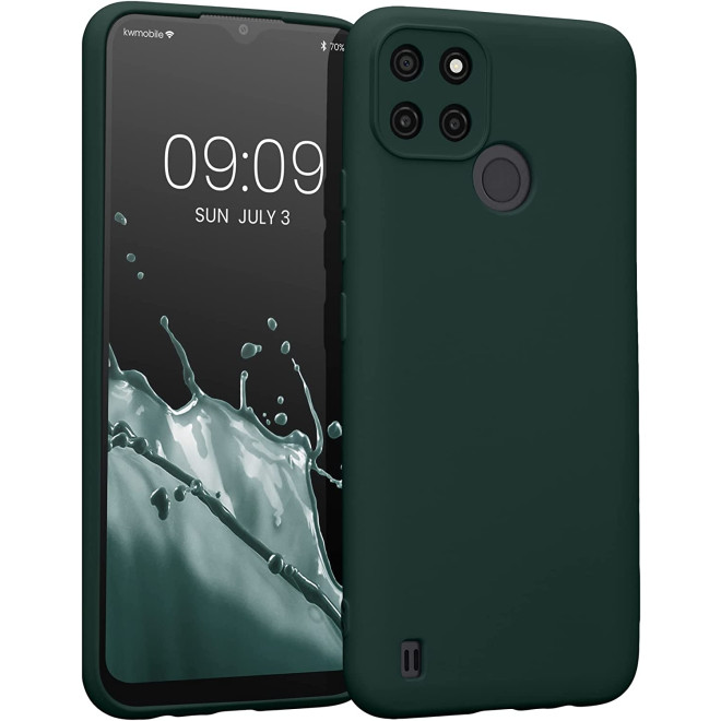 KWmobile Soft Slim Flexible Rubber Cover with Camera Protector - Θήκη Σιλικόνης Realme C21Y / C25Y με Πλαίσιο Κάμερας - Moss Green