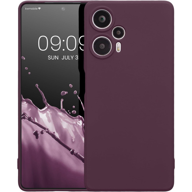 KWmobile Soft Slim Flexible Rubber Cover with Camera Protector - Θήκη Σιλικόνης Xiaomi Poco F5 με Πλαίσιο Κάμερας - Bordeaux Violet