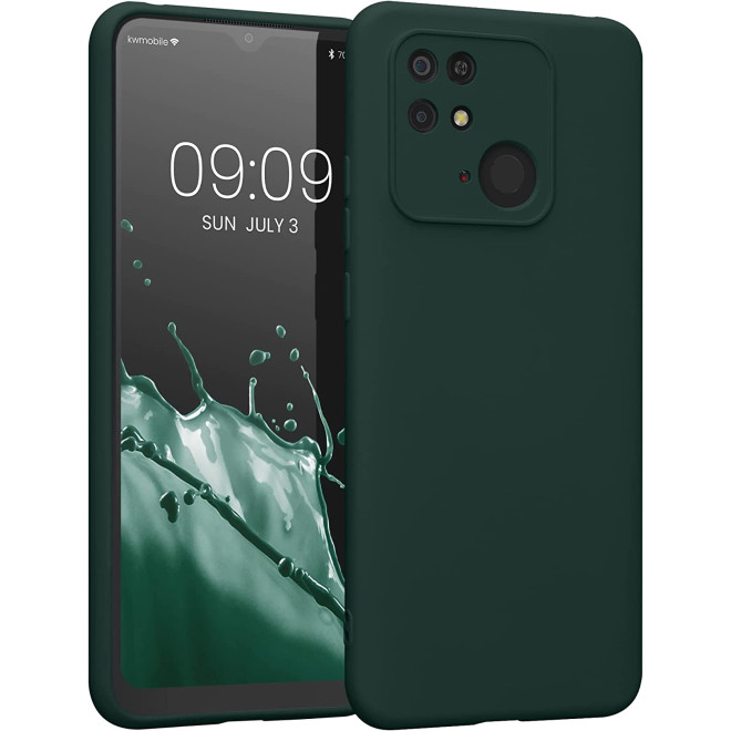 KWmobile Soft Slim Flexible Rubber Cover with Camera Protector - Θήκη Σιλικόνης Xiaomi Redmi 10C με Πλαίσιο Κάμερας - Moss Green