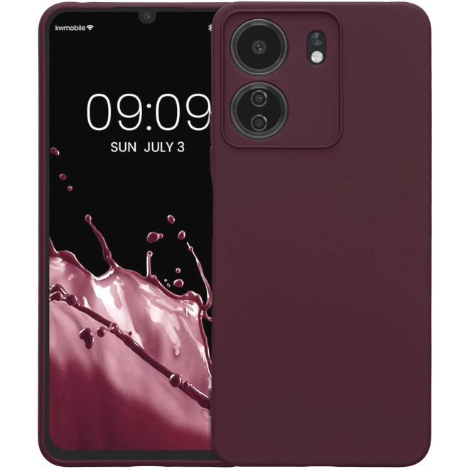 KWmobile Soft Slim Flexible Rubber Cover with Camera Protector - Θήκη Σιλικόνης Xiaomi Redmi 13C 4G / Poco C65 με Πλαίσιο Κάμερας - Bordeaux Violet
